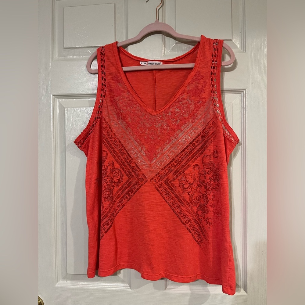 Maurices Women’s Coral Lace Detail Tank Top Size 2